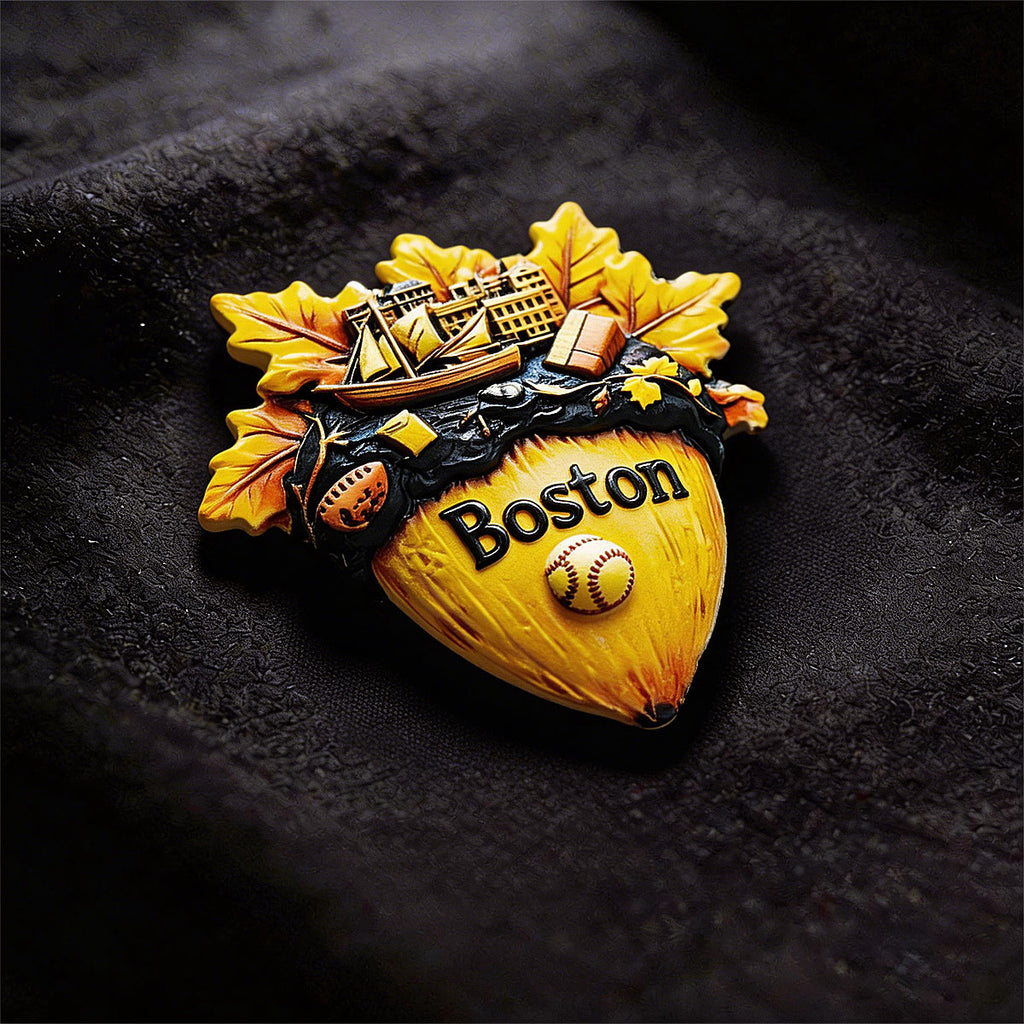 Boston Maple Leaf 3D Souvenir Fridge Magnet – Travel Collection Keepsake