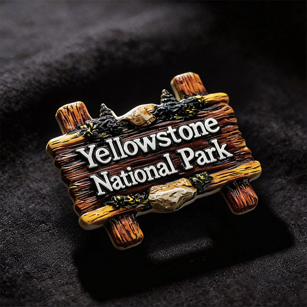 Yellowstone Park wooden sign 3D Souvenir Fridge Magnet – Travel Collection Keepsake