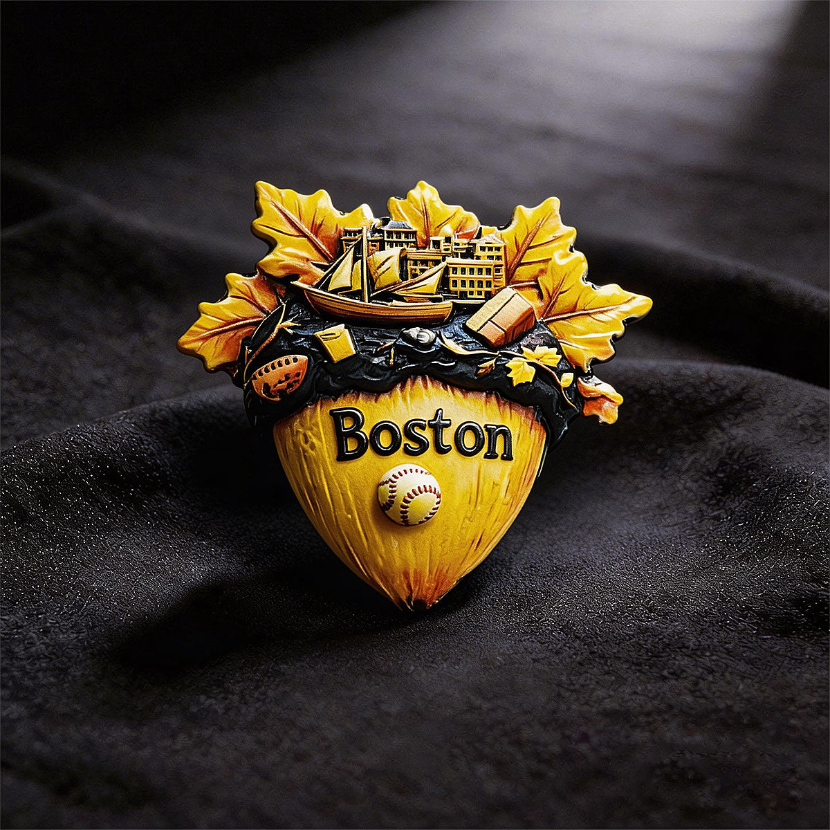 Boston Maple Leaf 3D Souvenir Fridge Magnet – Travel Collection Keepsake