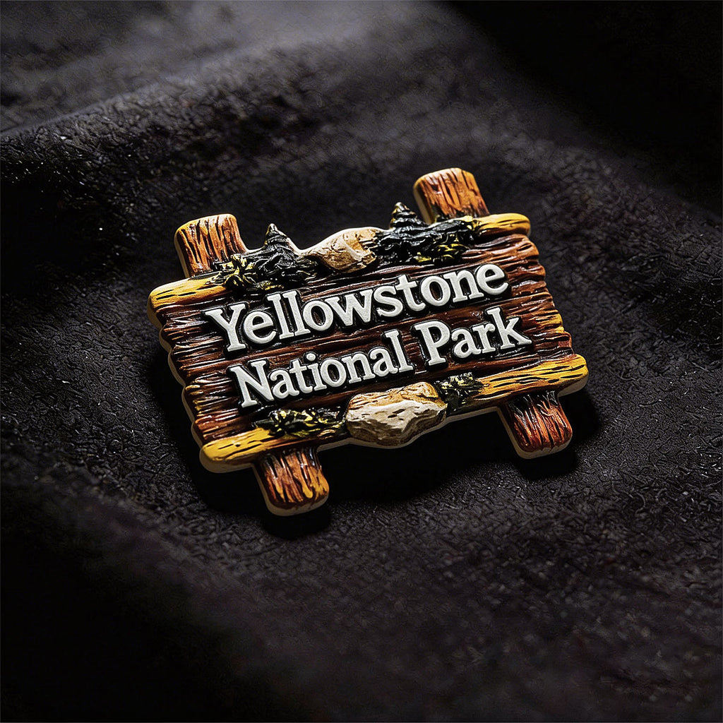 Yellowstone Park wooden sign 3D Souvenir Fridge Magnet – Travel Collection Keepsake