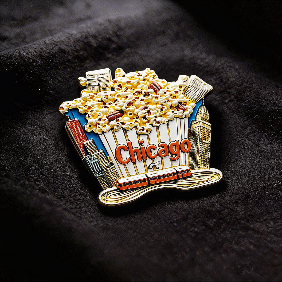 Chicago popcorn 3D Souvenir Fridge Magnet – Travel Collection Keepsake