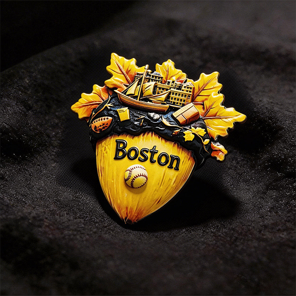 Boston Maple Leaf 3D Souvenir Fridge Magnet – Travel Collection Keepsake