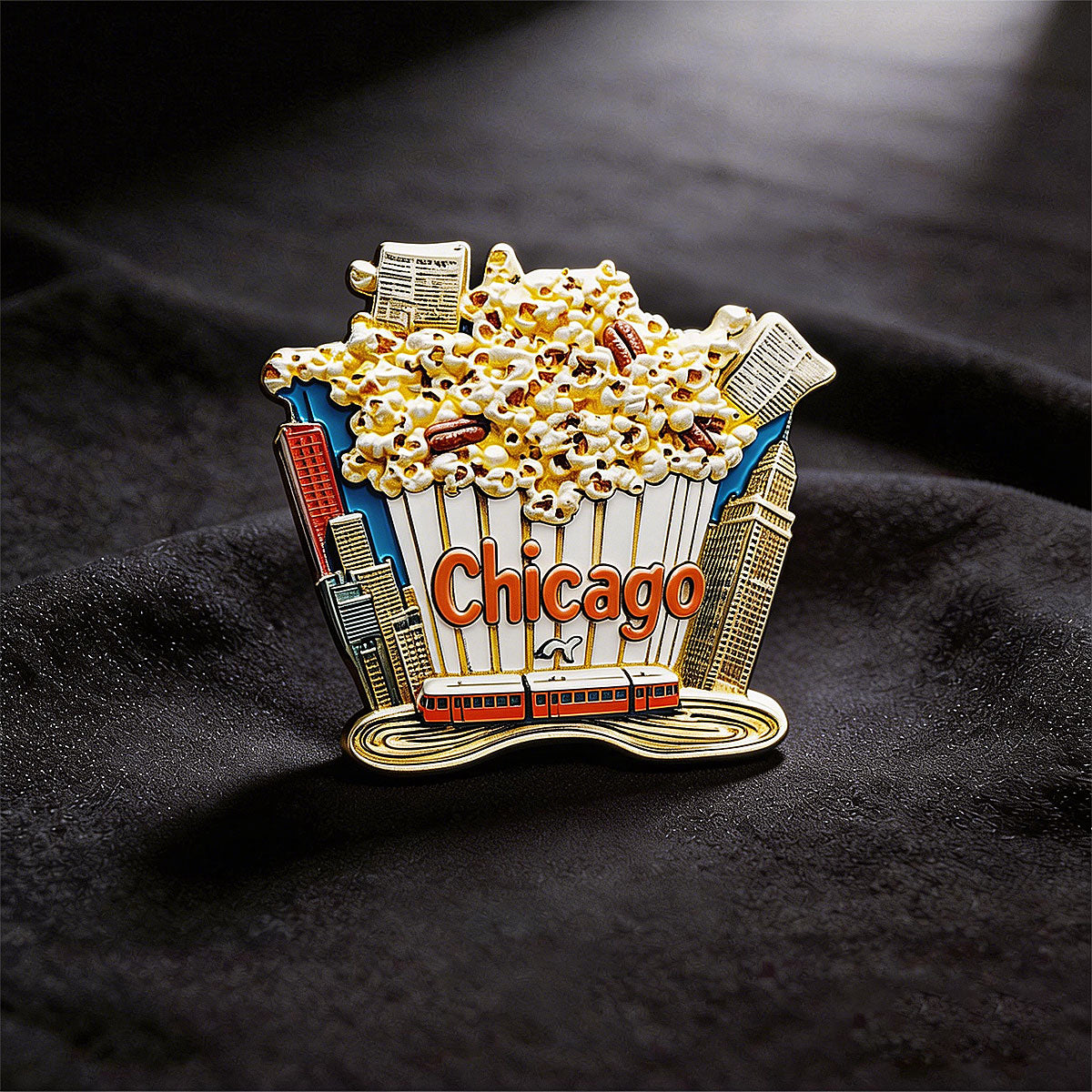 Chicago popcorn 3D Souvenir Fridge Magnet – Travel Collection Keepsake