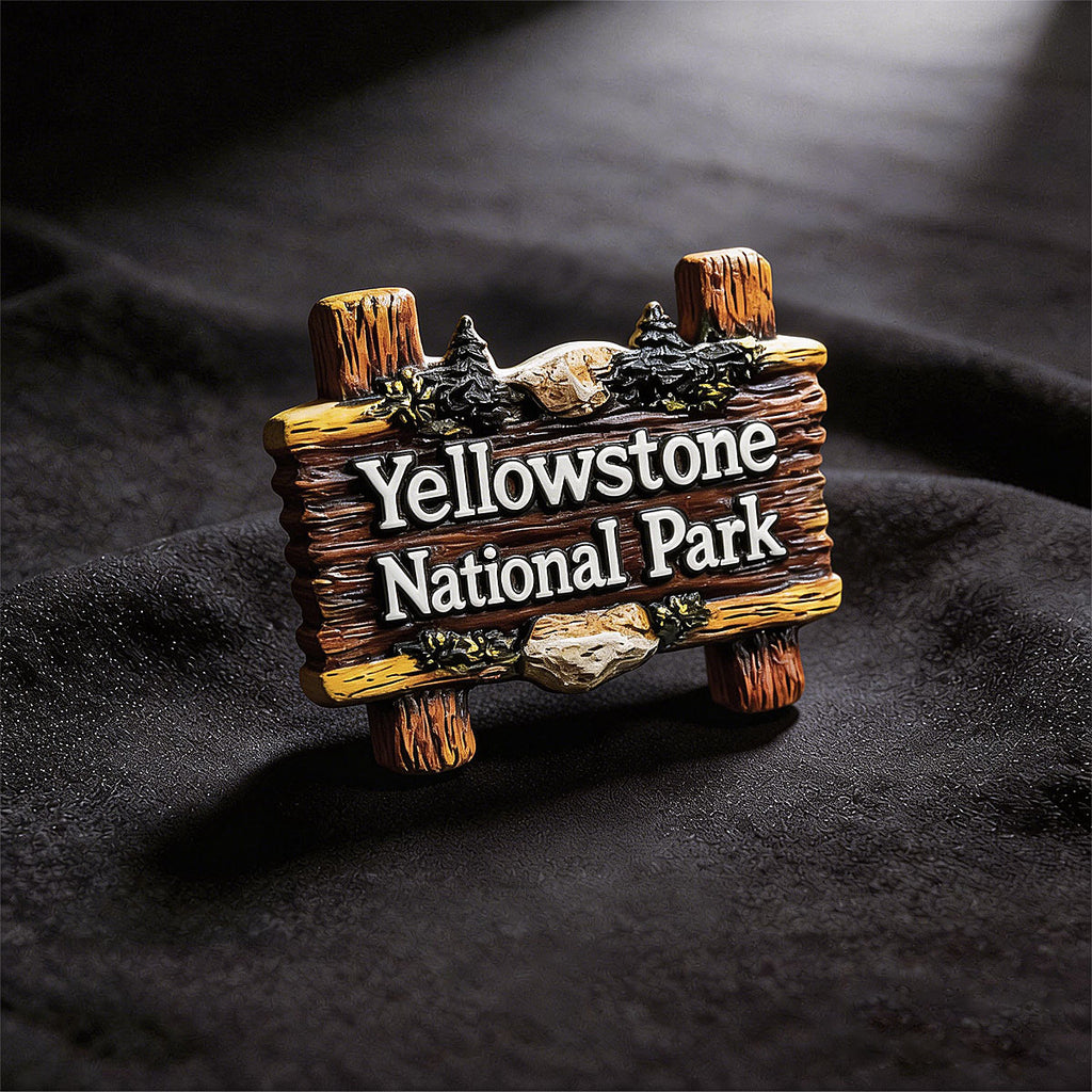 Yellowstone Park wooden sign 3D Souvenir Fridge Magnet – Travel Collection Keepsake