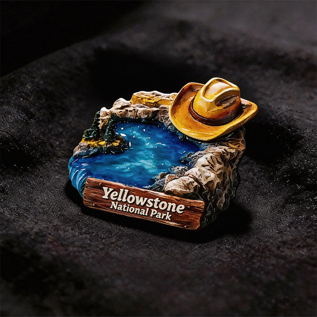 Yellowstone Park Cowboy 3D Souvenir Fridge Magnet – Travel Collection Keepsake