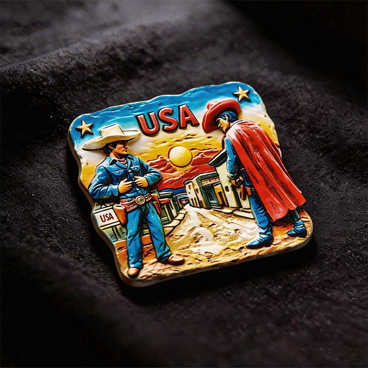 Western Cowboy Sunset Souvenir Fridge Magnet – Travel Collection Keepsake