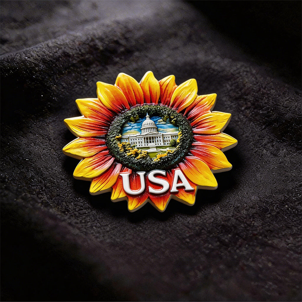 White House Sunflower 3D Souvenir Fridge Magnet – Travel Collection Keepsake