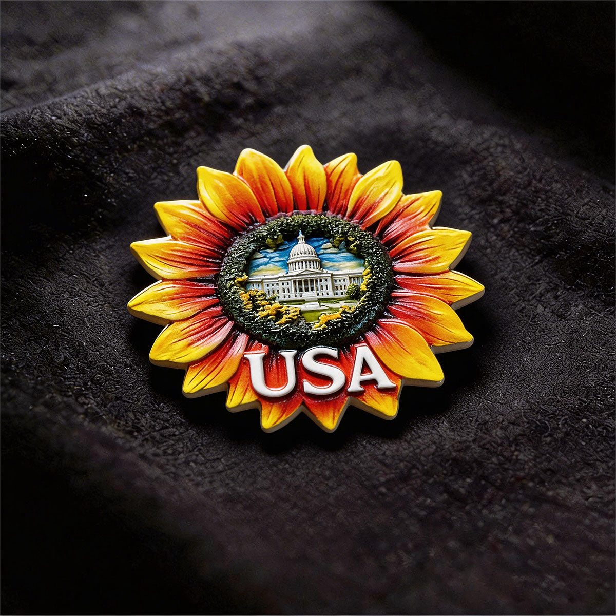 White House Sunflower 3D Souvenir Fridge Magnet – Travel Collection Keepsake