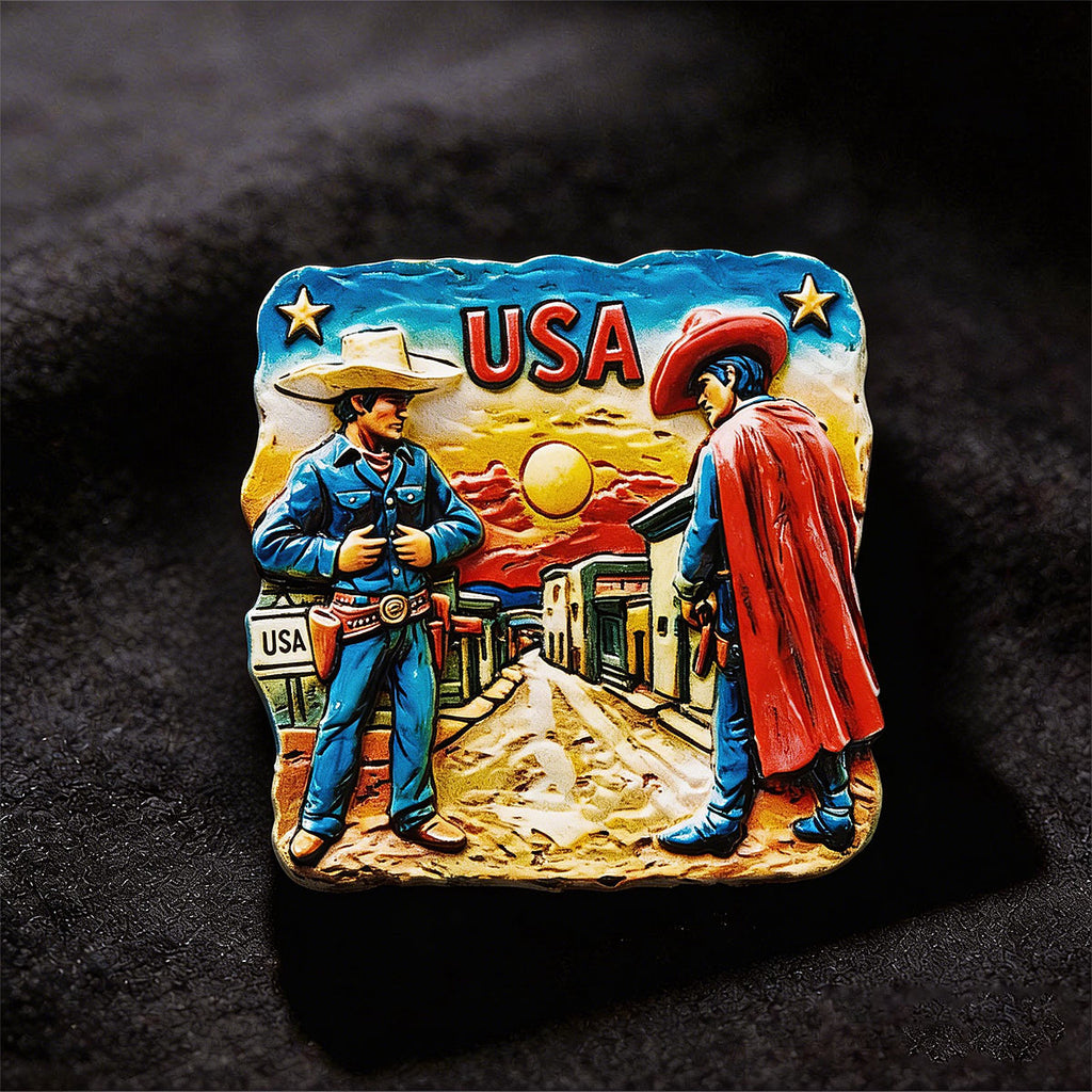 Western Cowboy Sunset Souvenir Fridge Magnet – Travel Collection Keepsake
