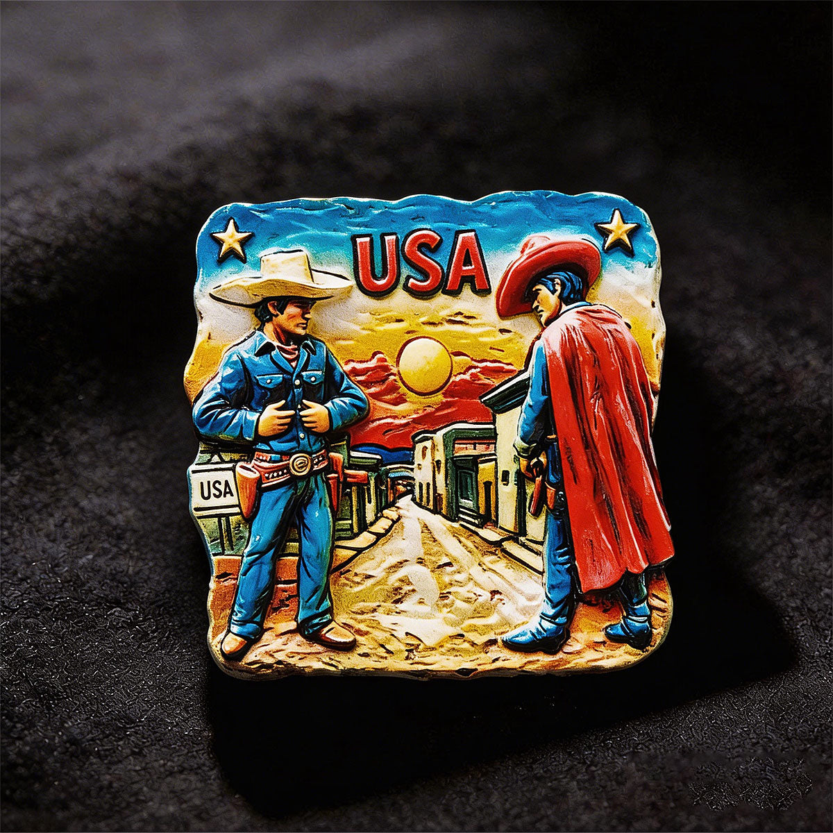 Western Cowboy Sunset Souvenir Fridge Magnet – Travel Collection Keepsake