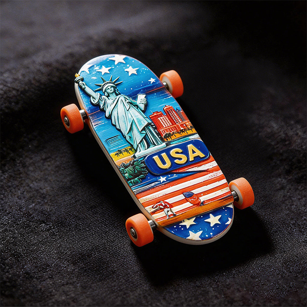Skateboard Statue of Liberty 3D Souvenir Fridge Magnet – Travel Collection Keepsake
