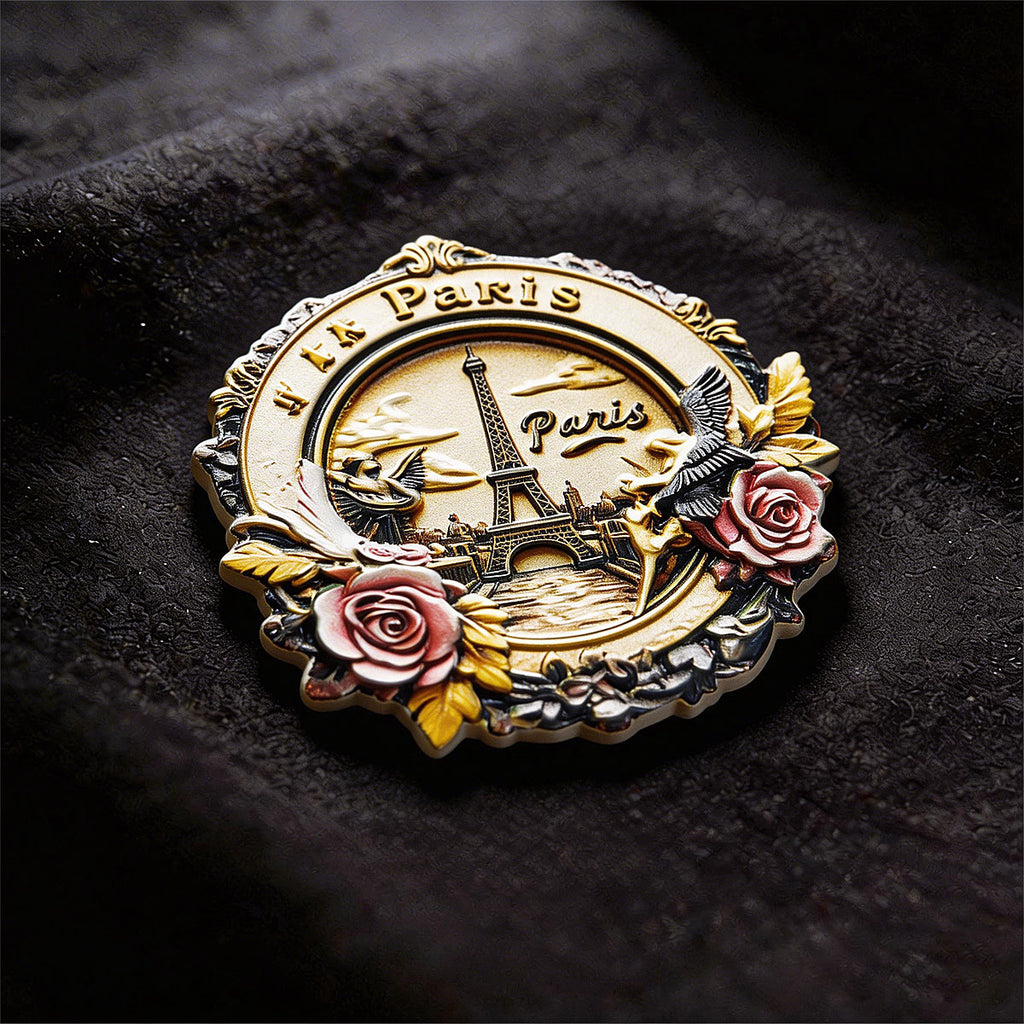 Paris Golden Romance Souvenir Fridge Magnet – Travel Collection Keepsake