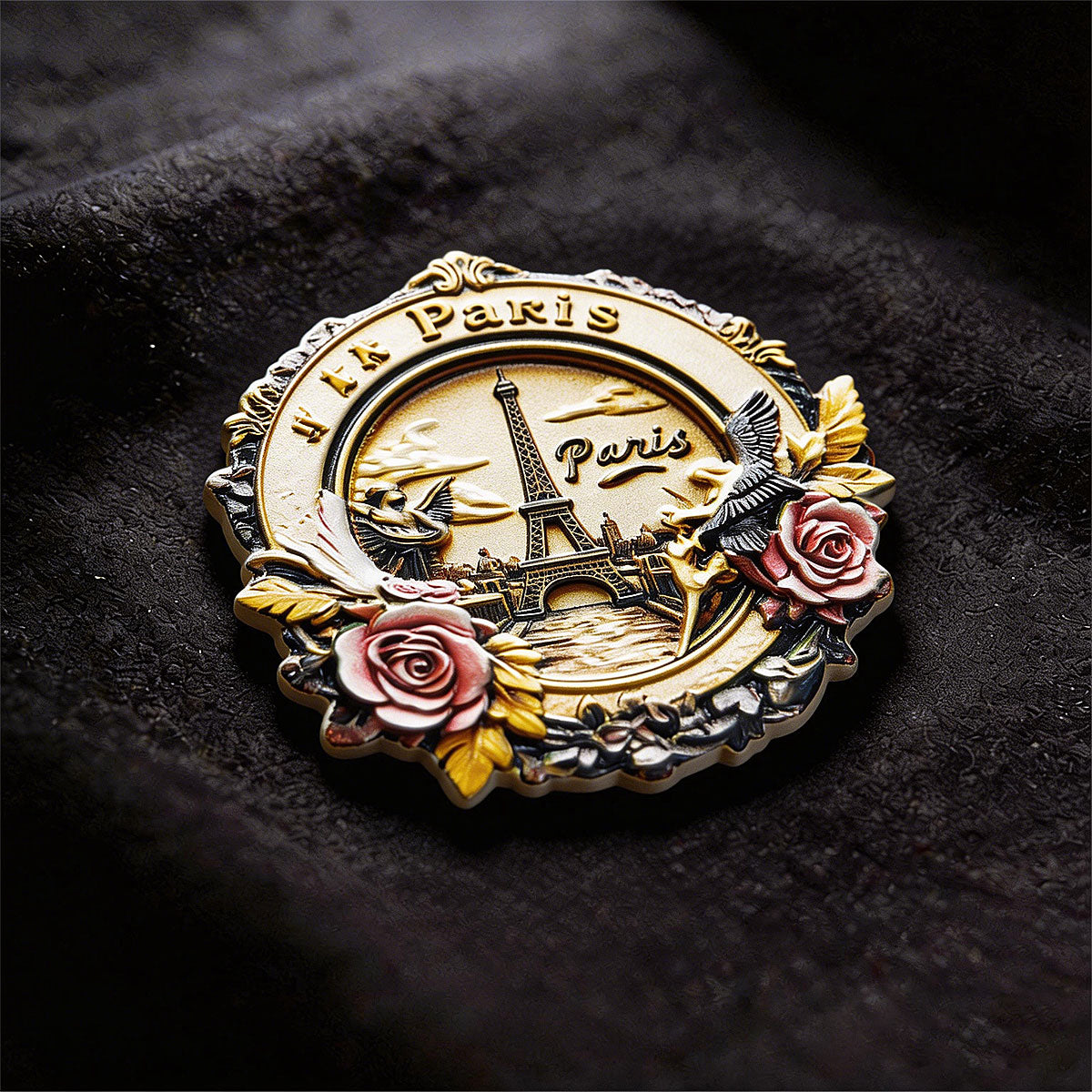 Paris Golden Romance Souvenir Fridge Magnet – Travel Collection Keepsake