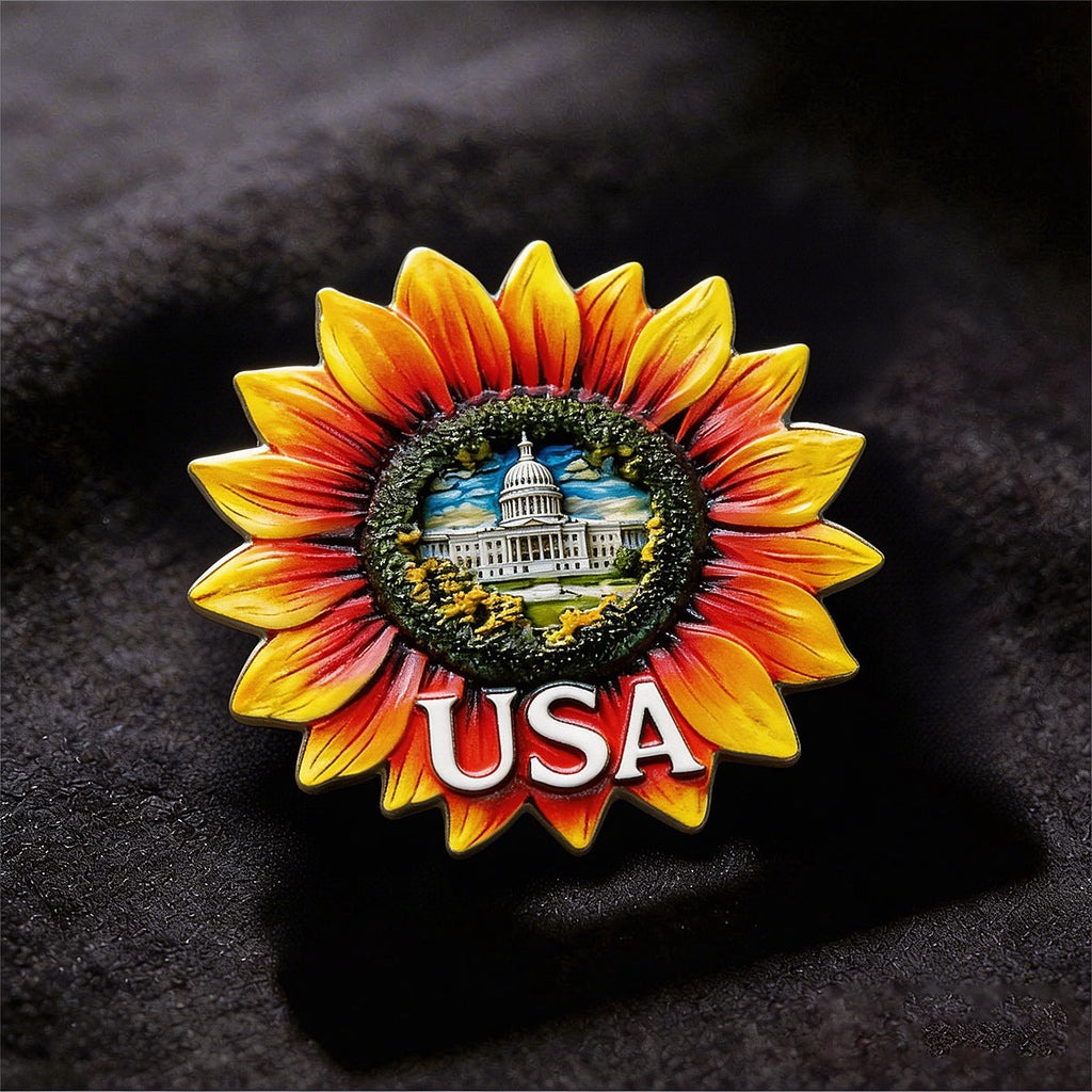 White House Sunflower 3D Souvenir Fridge Magnet – Travel Collection Keepsake
