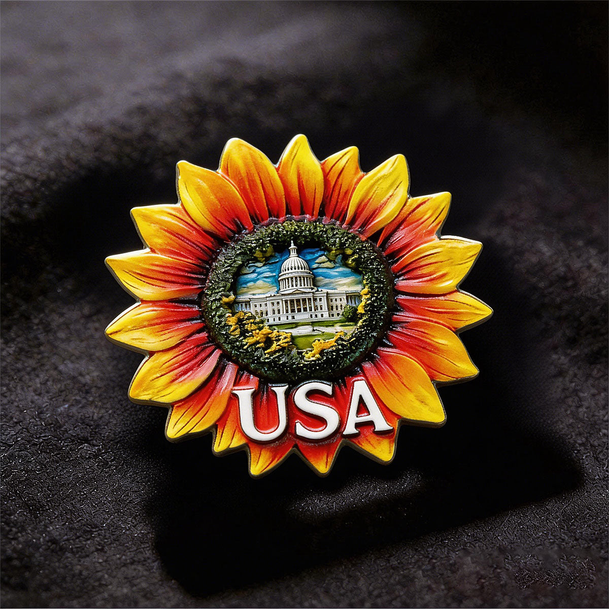 White House Sunflower 3D Souvenir Fridge Magnet – Travel Collection Keepsake