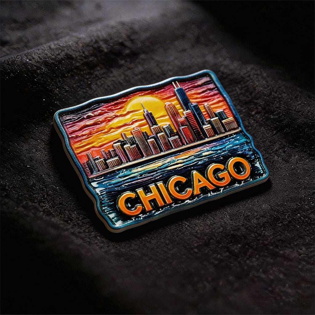 Chicago Rising at Sunset Souvenir Fridge Magnet – Travel Collection Keepsake
