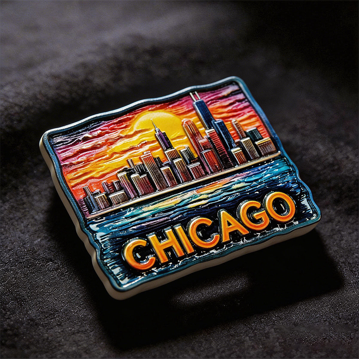 Chicago Rising at Sunset Souvenir Fridge Magnet – Travel Collection Keepsake