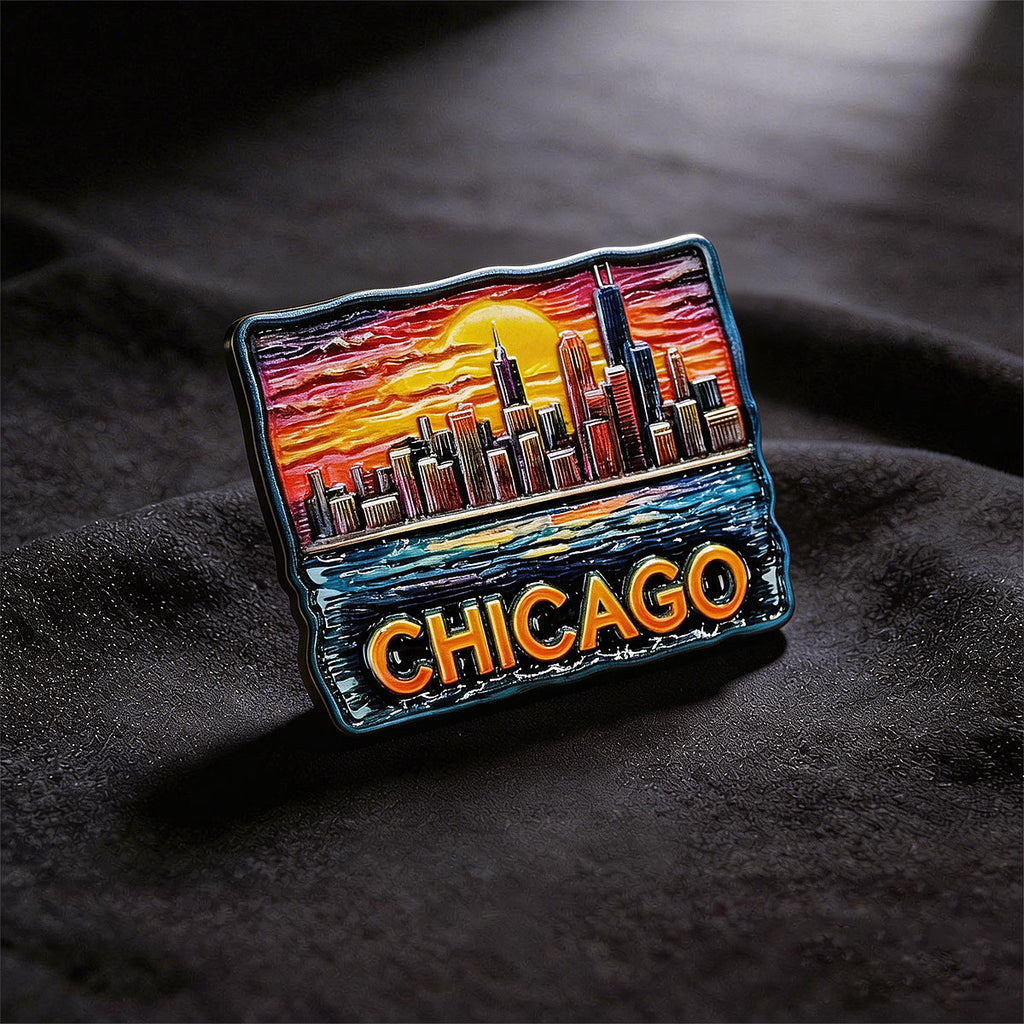 Chicago Rising at Sunset Souvenir Fridge Magnet – Travel Collection Keepsake