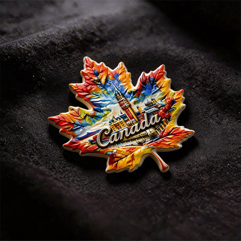 Canadian Maple Leaf 3D Collector's Refrigerator Magnet  – Travel Collection Keepsake