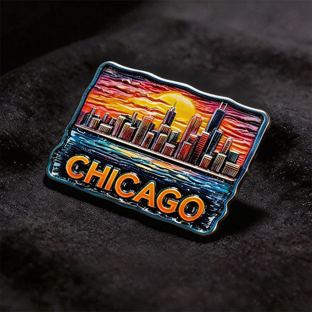 Chicago Rising at Sunset Souvenir Fridge Magnet – Travel Collection Keepsake