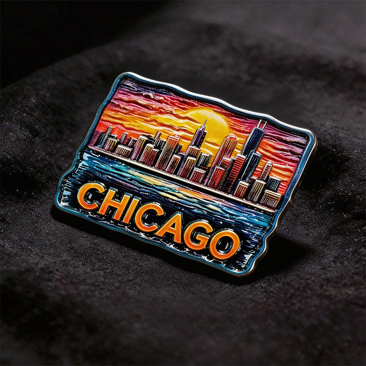 Chicago Rising at Sunset Souvenir Fridge Magnet – Travel Collection Keepsake