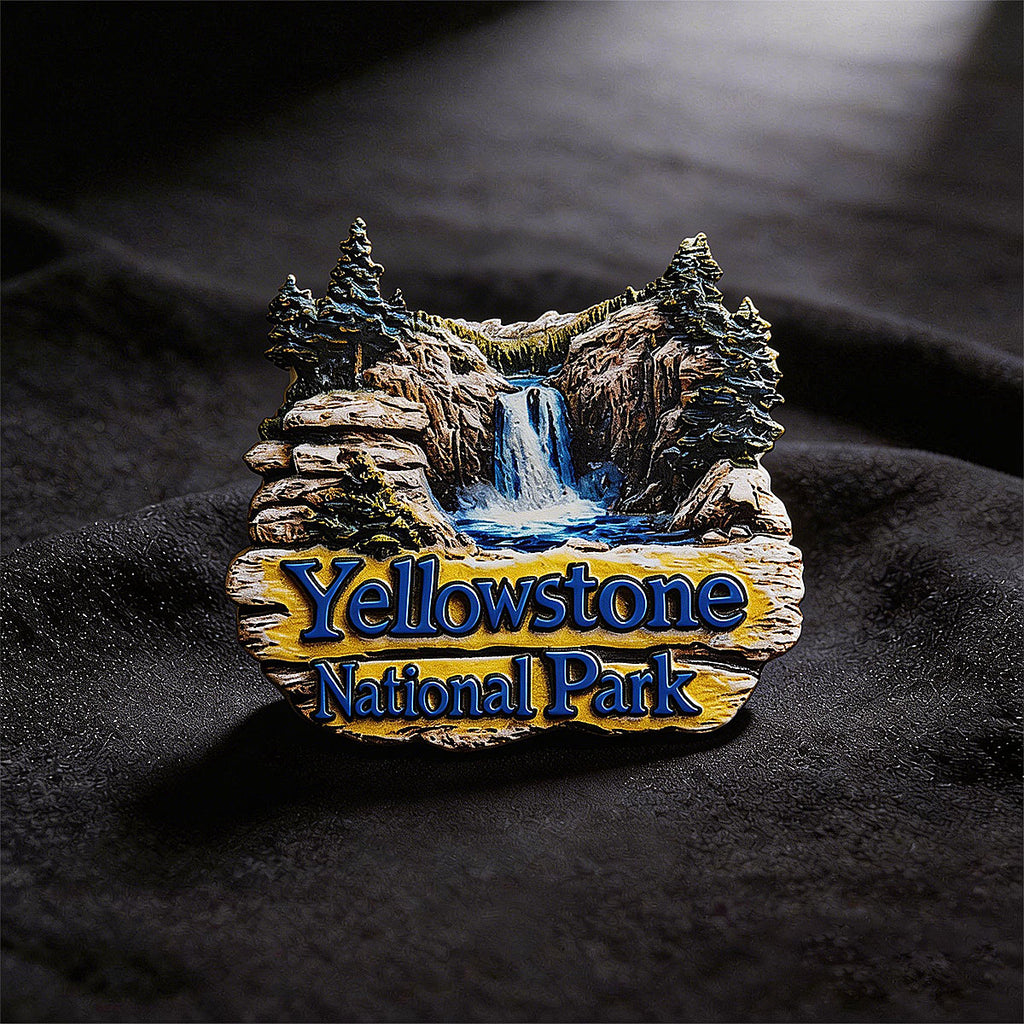 Yellowstone Waterfall 3D Souvenir Fridge Magnet – Travel Collection Keepsake