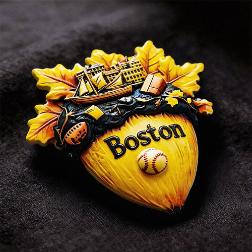 Boston Maple Leaf 3D Souvenir Fridge Magnet – Travel Collection Keepsake